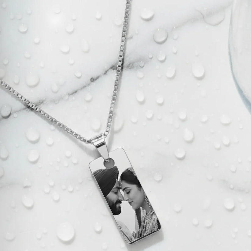 Couple Photo Engraved Necklace