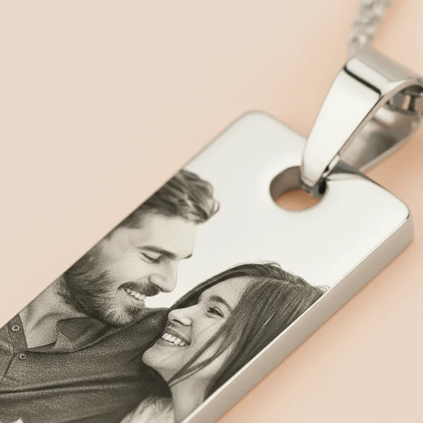Couple Photo Engraved Necklace