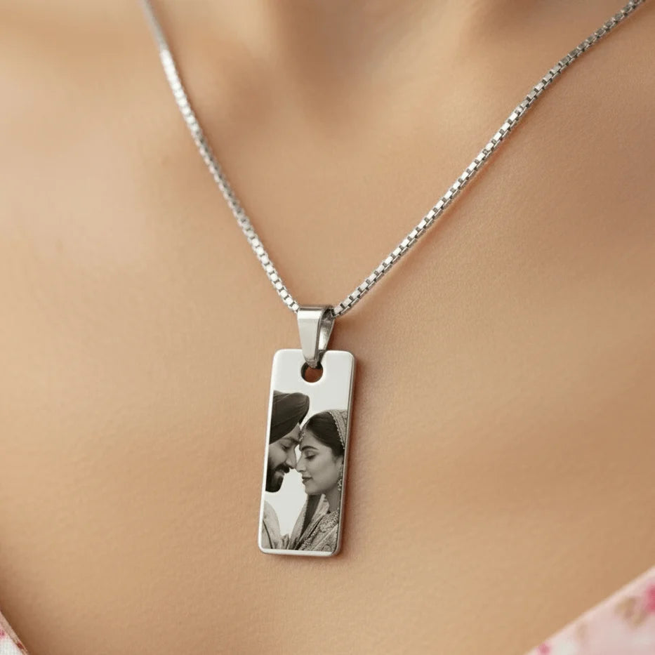 Couple Photo Engraved Necklace