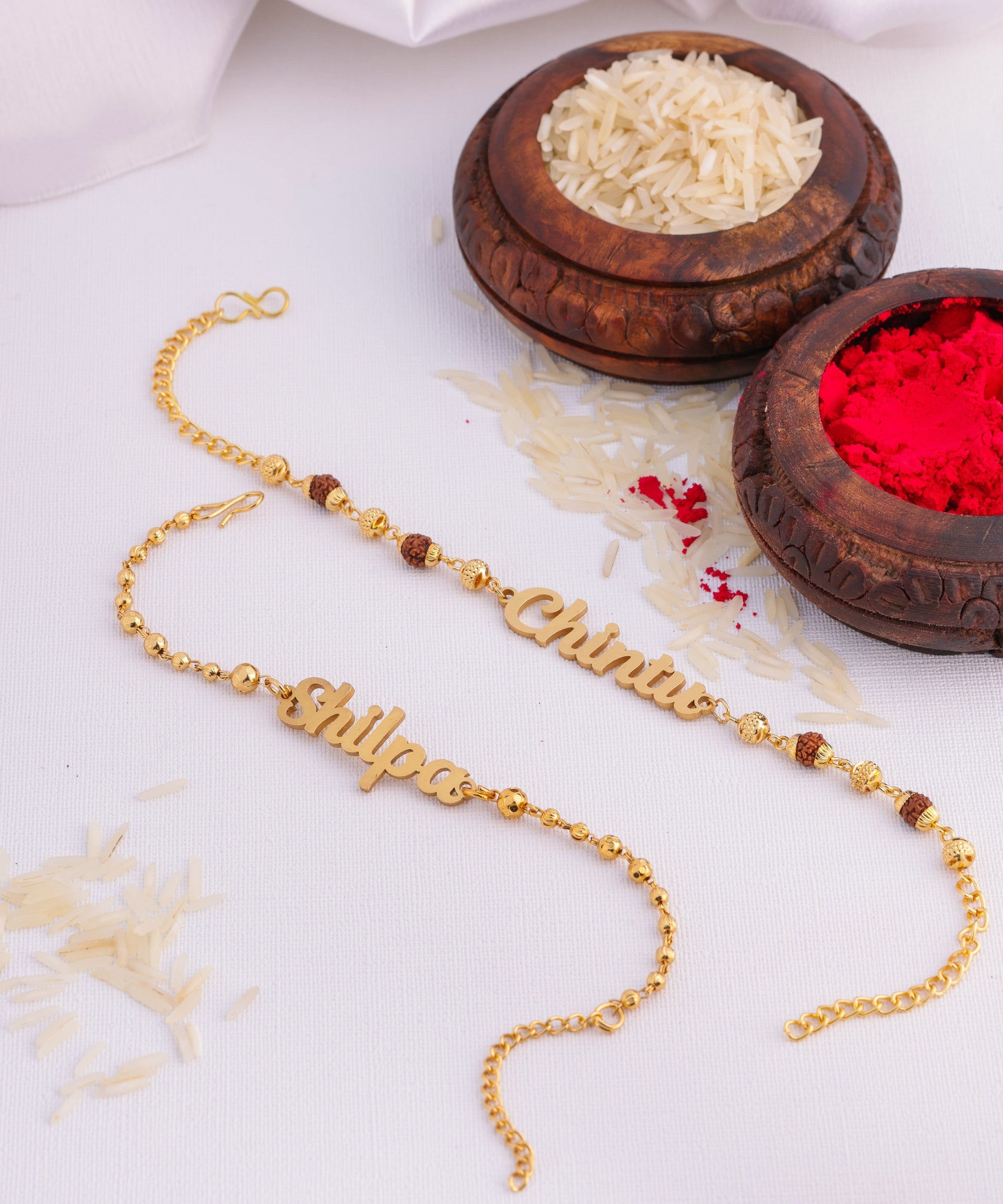 Custom Bhai Bhabhi Name Rakhi Set