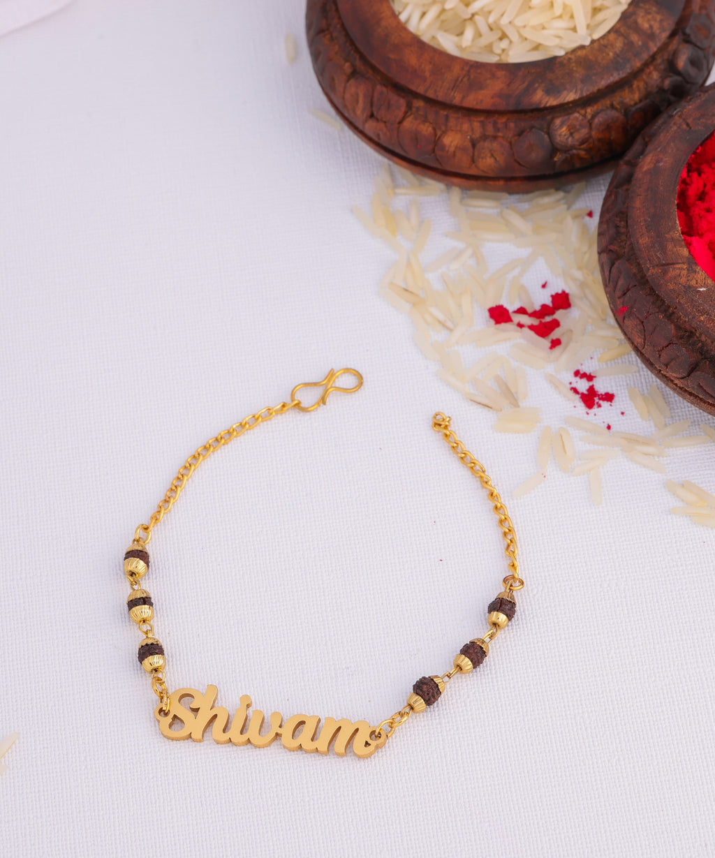 Customized Rakhi with Rudraksha chain