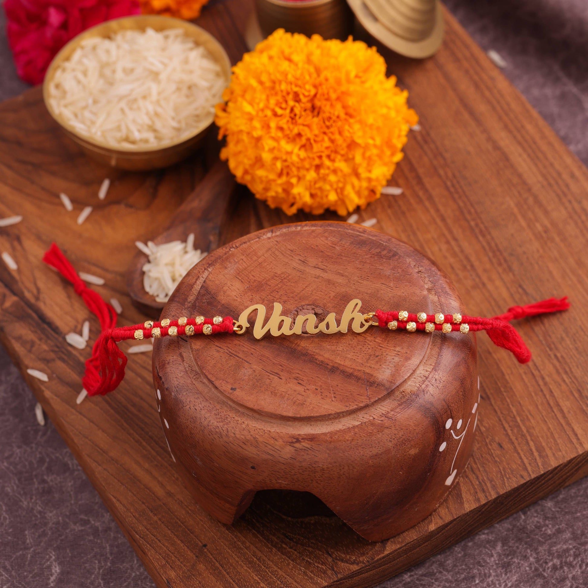 Customized Rakhi Of Double Red Thread For Brother