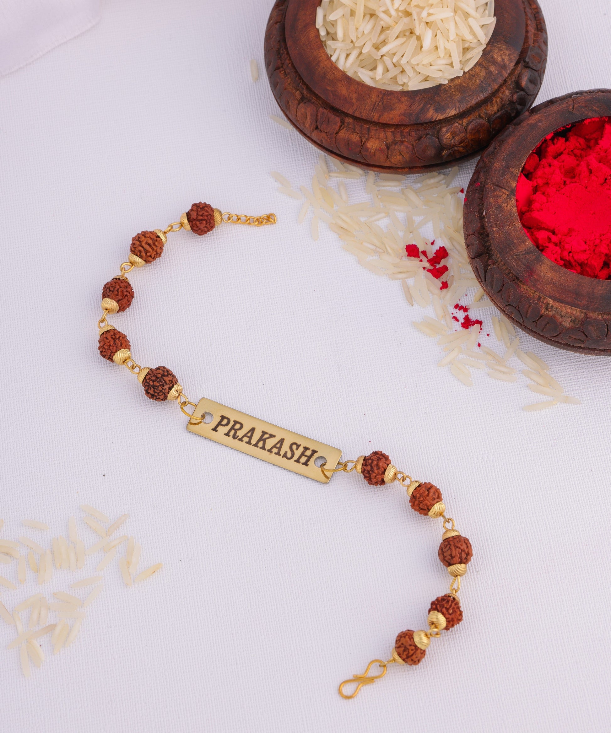Customized Rakhi With Rudraksha Bracelet