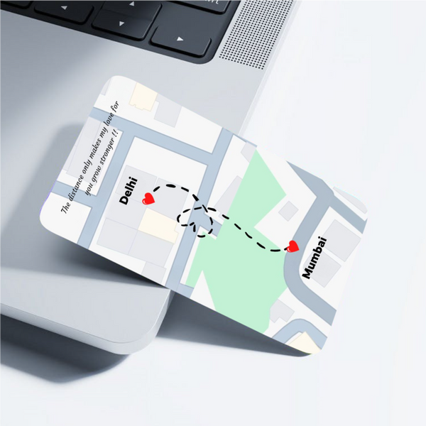 Distance Map Photo Wallet Card