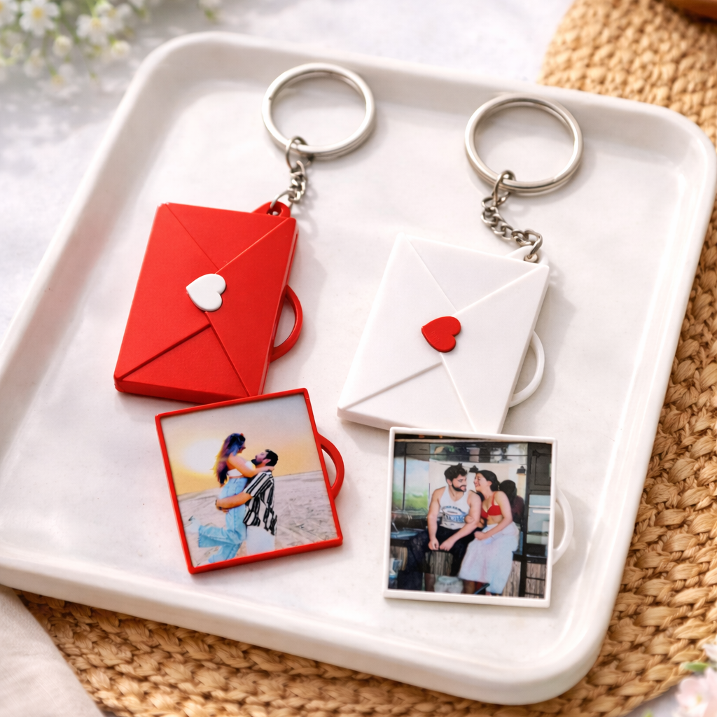 Set Of 2 Customized Letter Photo Keychain